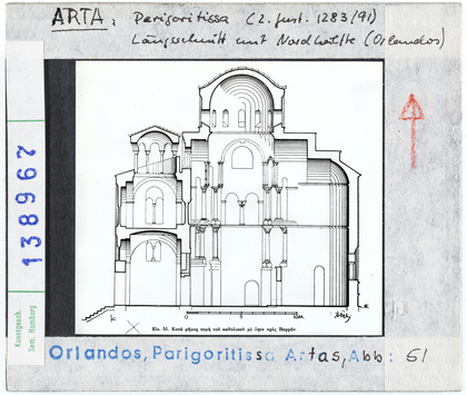 Vorschaubild Arta. Kirche der Madonna Parigoritissa, Längsschnitt mit Nordhälfte 